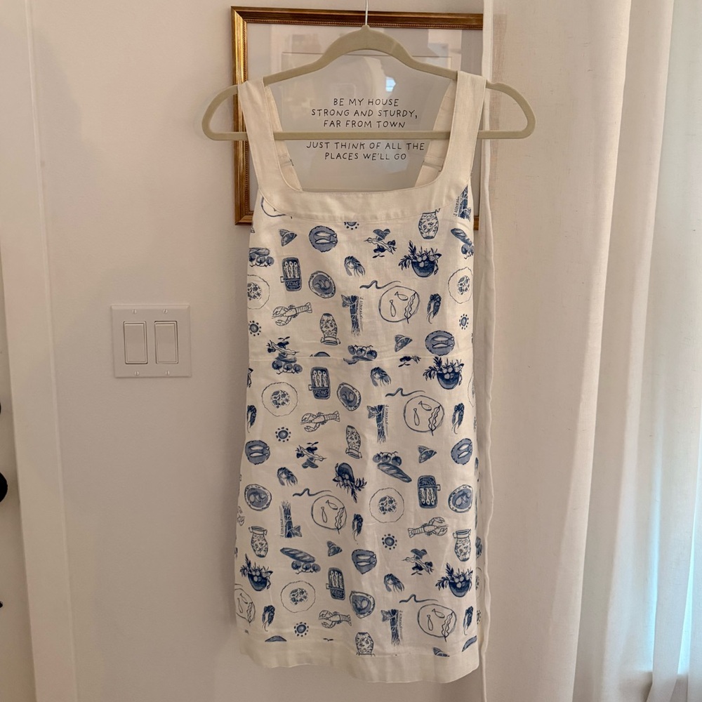 Abercrombie & Fitch White Eyelet Tank Dress with Blue Print